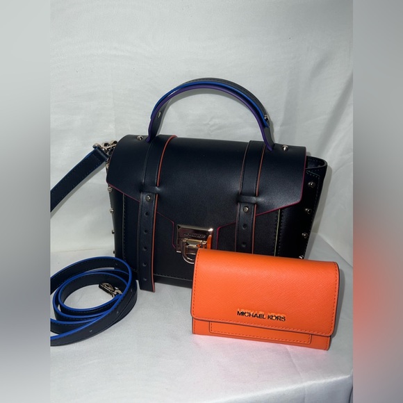 Michael Kors 🌈 Set School Satchel Multicolor NWT And Wallet NWOT PRIDE RAINBOW - Picture 2 of 9